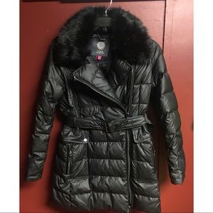 Vince Camuto belted coat- puffer removable collar